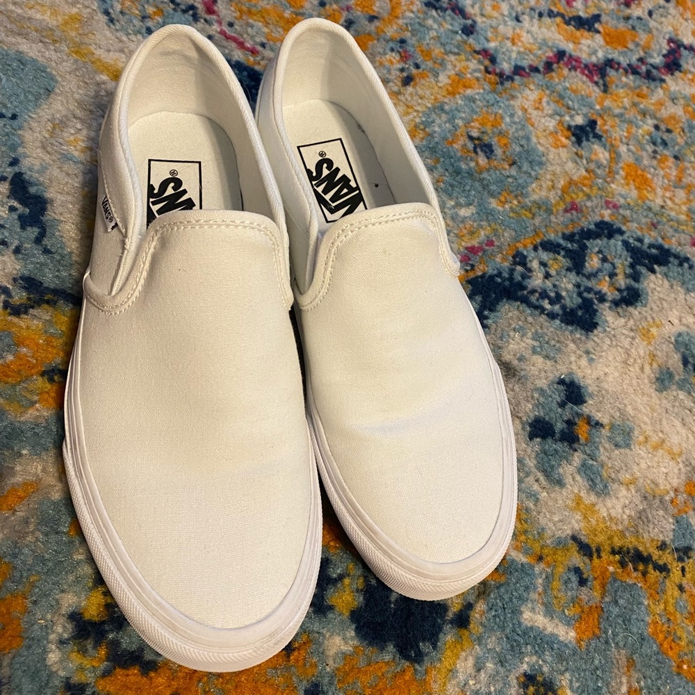NWOT white slip on vans